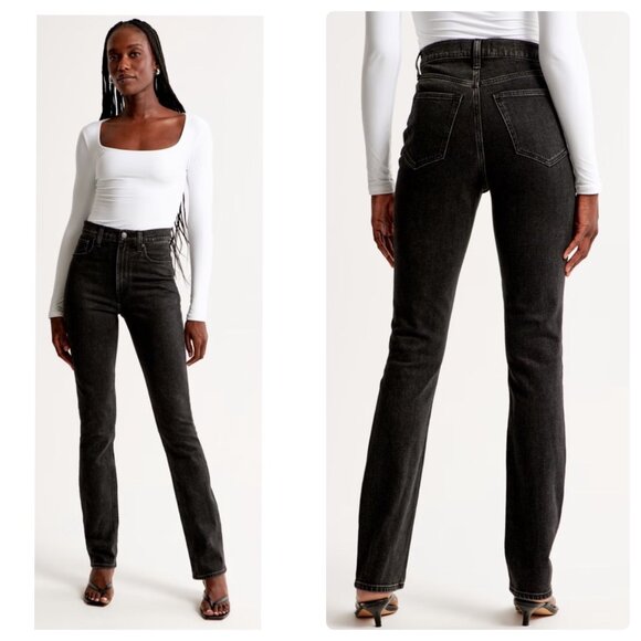 Abercrombie & Fitch Denim - Abercrombie Slim Straight Jeans Women 27 Black Ultra High Rise Curve Love Casual